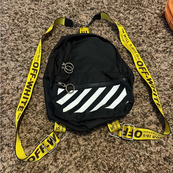Off-White Black Backpack with Yellow Straps - Picture 1 of 1